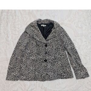 🐆 Leopard Print Blazer Jacket Susan Bristol Size M – Statement Workwear Jacket